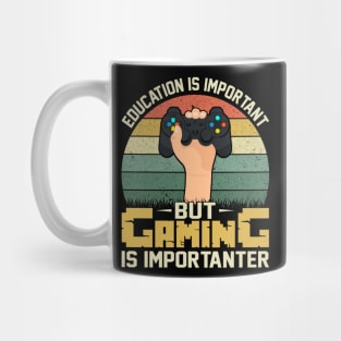 Education is important but gaming is importanter funny gaming quote video game controller design gamer gift Mug